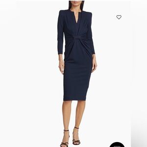 Giorgio Armani Giorgio Armani Tab-Front Jersey Sheath Dress Sz 38 Navy Blue